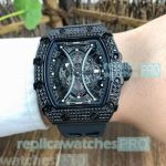 Copy Richard Mille RM 53-01 Black Bezel Black Rubber Strap Watch